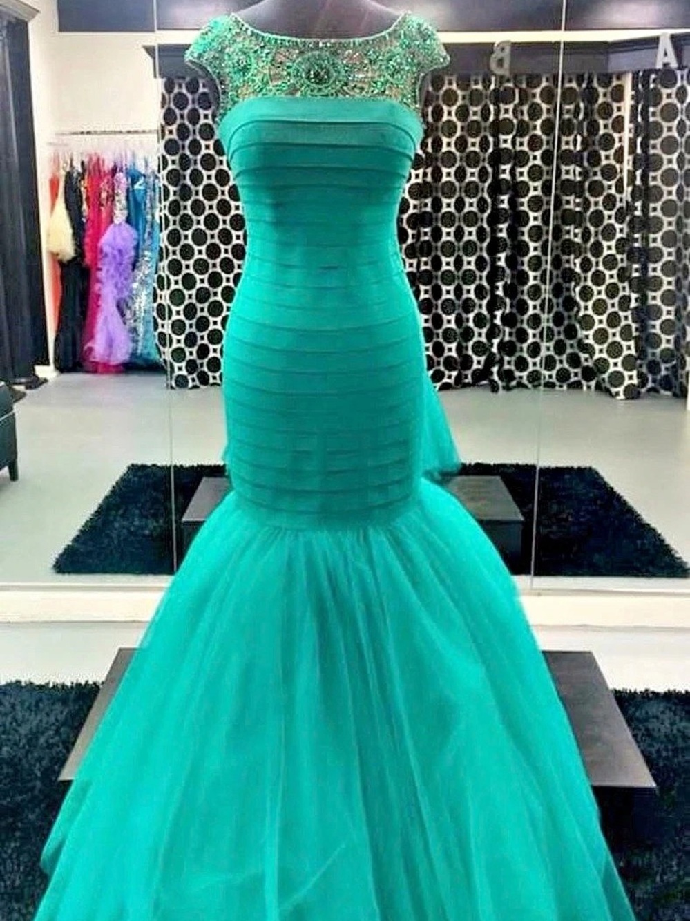 Green Mermaid Prom Gown Like New